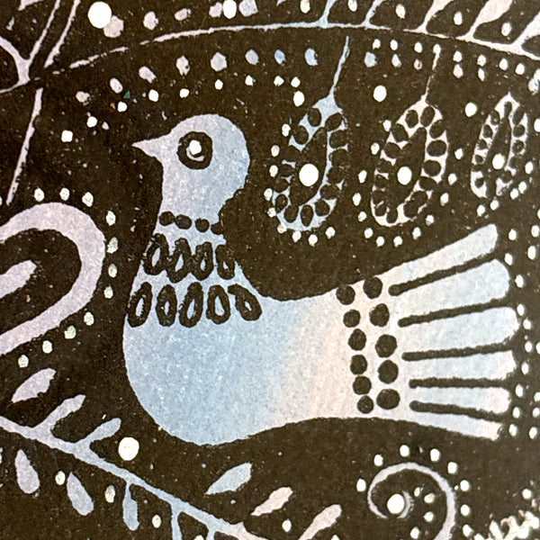 スウェーデン アート ハイジランゲ シルクスクリーン ハンドペイント 壁掛け 絵画 バードツリー ブルー ピンク Sweden  Heidi Lange【額送A】