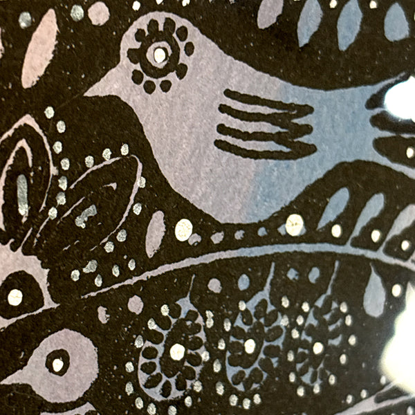 スウェーデン アート ハイジランゲ シルクスクリーン ハンドペイント 壁掛け 絵画 バードツリー ブルー ピンク Sweden  Heidi Lange【額送A】