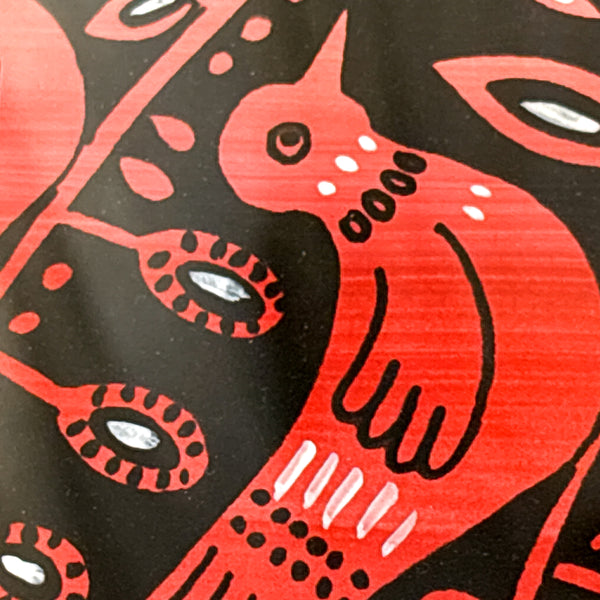 スウェーデン アート ハイジランゲ シルクスクリーン ハンドペイント 壁掛け 絵画 バードツリー 赤 red Sweden  Heidi Lange【額送A】