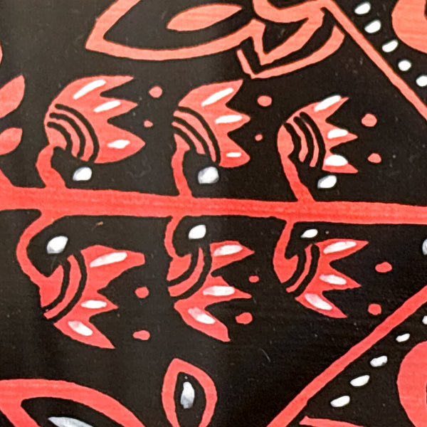 スウェーデン アート ハイジランゲ シルクスクリーン ハンドペイント 壁掛け 絵画 バードツリー 赤 red Sweden  Heidi Lange【額送A】