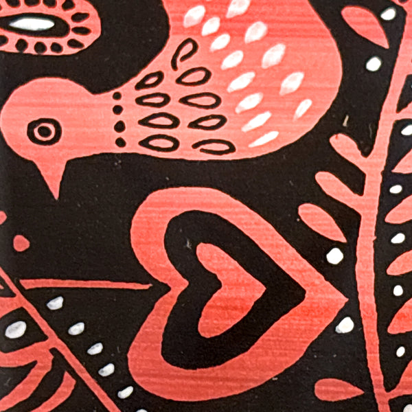 スウェーデン アート ハイジランゲ シルクスクリーン ハンドペイント 壁掛け 絵画 バードツリー 赤 red Sweden  Heidi Lange【額送A】