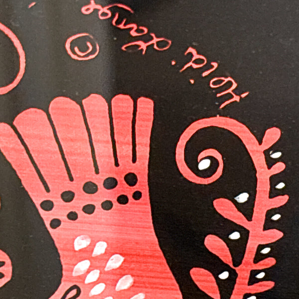 スウェーデン アート ハイジランゲ シルクスクリーン ハンドペイント 壁掛け 絵画 バードツリー 赤 red Sweden  Heidi Lange【額送A】