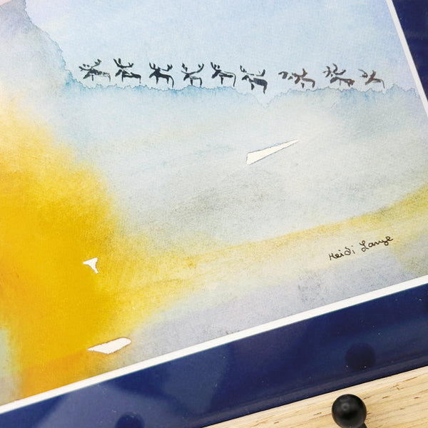 北欧 アート スウェーデン アーティスト 原画 ハイジランゲ 水彩画 ヘラジカ Heidi Lange  Sweden 【送料 額送A】