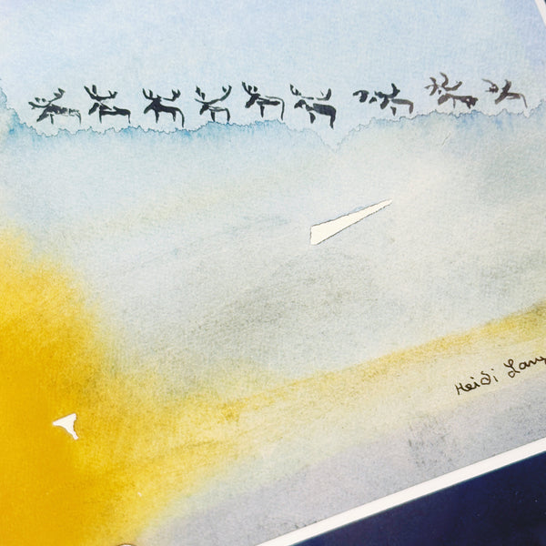 北欧 アート スウェーデン アーティスト 原画 ハイジランゲ 水彩画 ヘラジカ Heidi Lange  Sweden 【送料 額送A】