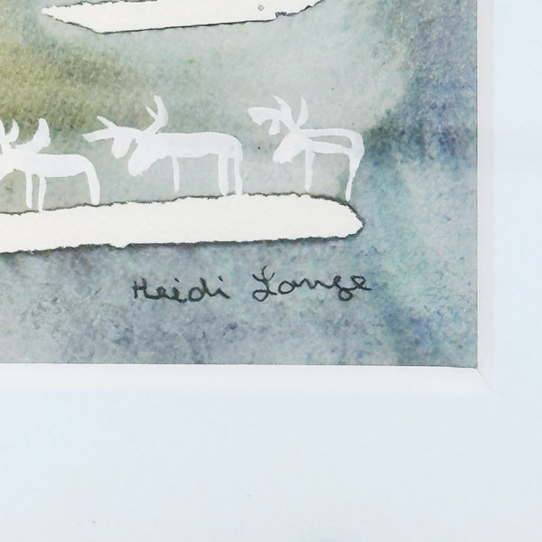 北欧 アート スウェーデン アーティスト 原画 ハイジランゲ 水彩画 ヘラジカ Heidi Lange  Sweden 【送料 額送A】