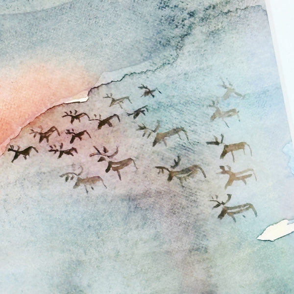 北欧 アート スウェーデン アーティスト 原画 ハイジランゲ 水彩画 ヘラジカ Heidi Lange  Sweden 【送料 額送A】