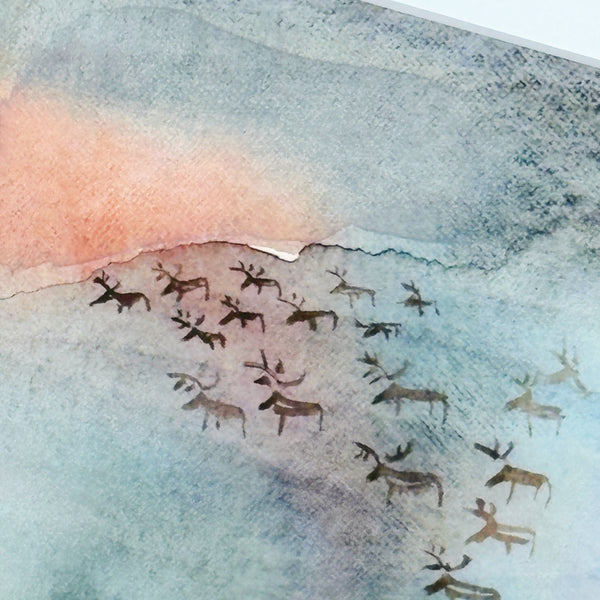 北欧 アート スウェーデン アーティスト 原画 ハイジランゲ 水彩画 ヘラジカ Heidi Lange  Sweden 【送料 額送A】