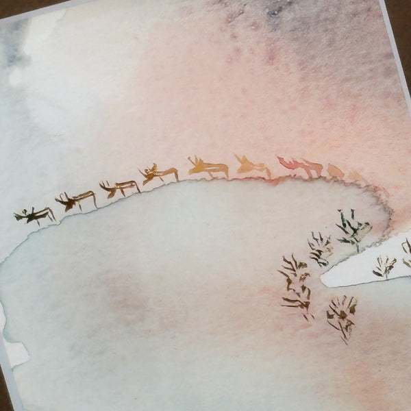 北欧 アート スウェーデン アーティスト 原画 ハイジランゲ 水彩画 ヘラジカ Heidi Lange  Sweden 【送料 額送A】