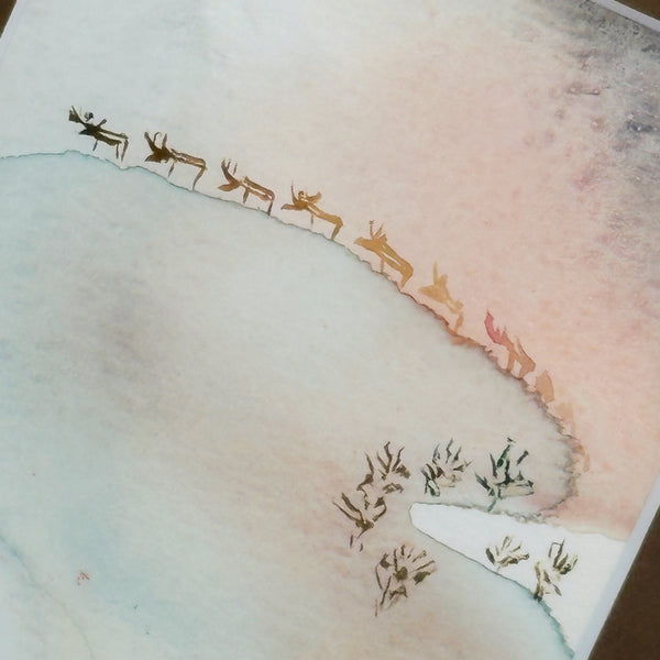 北欧 アート スウェーデン アーティスト 原画 ハイジランゲ 水彩画 ヘラジカ Heidi Lange  Sweden 【送料 額送A】