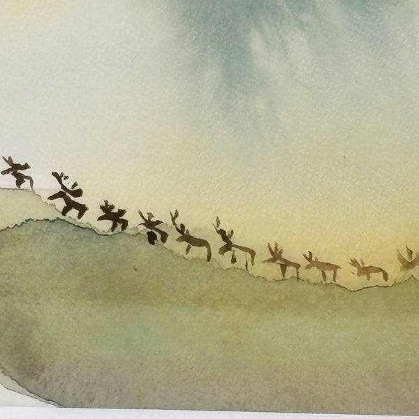 北欧 アート スウェーデン アーティスト 原画 ハイジランゲ 水彩画 ヘラジカ Heidi Lange  Sweden 【送料 額送A】