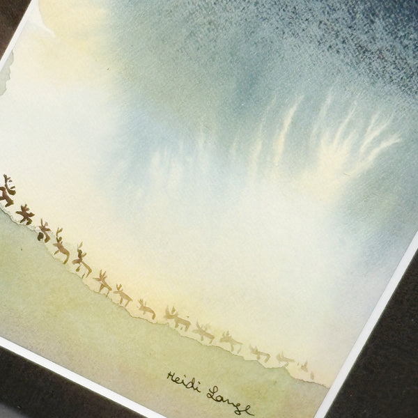 北欧 アート スウェーデン アーティスト 原画 ハイジランゲ 水彩画 ヘラジカ Heidi Lange  Sweden 【送料 額送A】