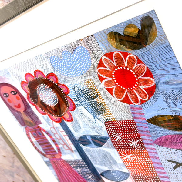 Woman and Butterfly アクリル 原画  Hilke Macintyre スコットランド アート アーティスト 女性と蝶 ヒルケマッキンタイヤ  Scotland 【額送A】