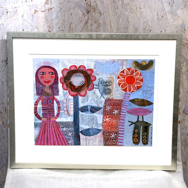 Woman and Butterfly アクリル 原画  Hilke Macintyre スコットランド アート アーティスト 女性と蝶 ヒルケマッキンタイヤ  Scotland 【額送A】