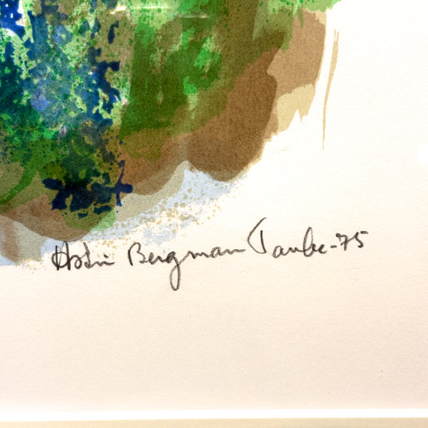 スウェーデン アート リトグラフ Land escape with a flower field Astri B. Taube Sweden lithograph 壁掛け 絵画 【額送B】