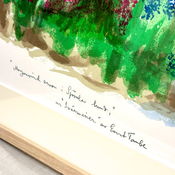 スウェーデン アート リトグラフ Land escape with a flower field Astri B. Taube Sweden lithograph 壁掛け 絵画 【額送B】