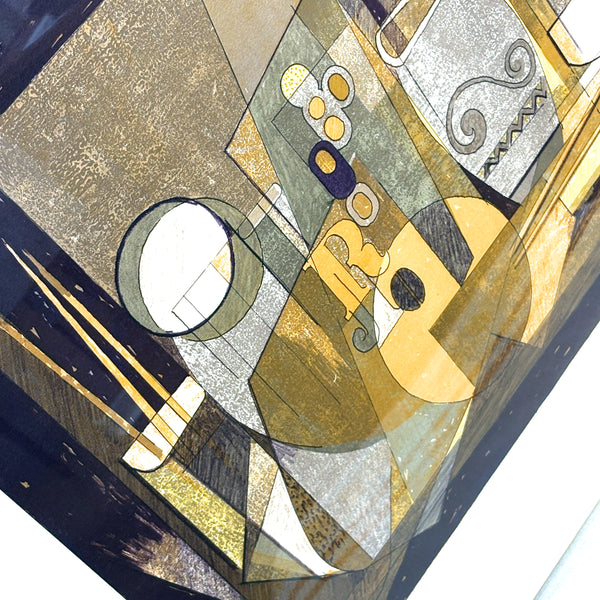 デンマーク アート アーティスト black brown リトグラフ ヘルゲエルンスト Stil life Denmark lithograph Helge Ernst 【額送C】