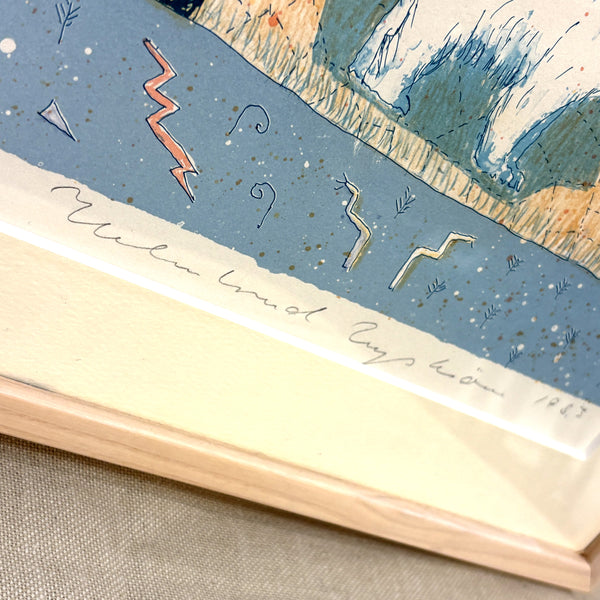 スウェーデン アート リトグラフ ヘルムトルート二ストロム The polar bear's blue hour  Sweden lithograph 壁掛け 絵画【額送A】