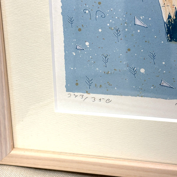 スウェーデン アート リトグラフ ヘルムトルート二ストロム The polar bear's blue hour  Sweden lithograph 壁掛け 絵画【額送A】