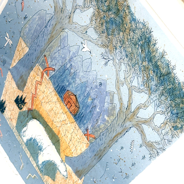 スウェーデン アート リトグラフ ヘルムトルート二ストロム The polar bear's blue hour  Sweden lithograph 壁掛け 絵画【額送A】