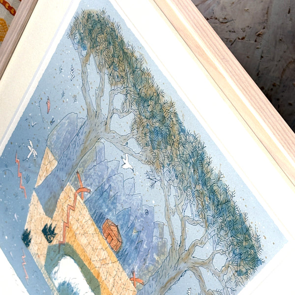 スウェーデン アート リトグラフ ヘルムトルート二ストロム The polar bear's blue hour  Sweden lithograph 壁掛け 絵画【額送A】