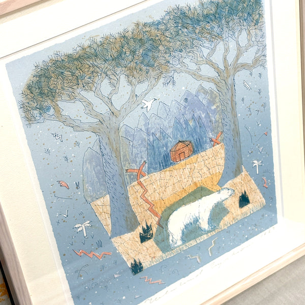 スウェーデン アート リトグラフ ヘルムトルート二ストロム The polar bear's blue hour  Sweden lithograph 壁掛け 絵画【額送A】