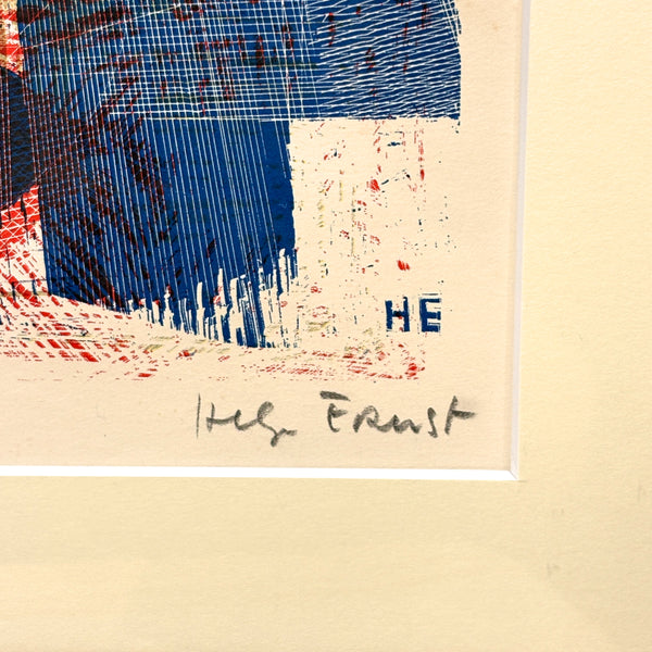デンマーク ヘルゲエルンスト アート アーティスト Blue Red リトグラフ composition Denmark lithograph Helge Ernst 【額送A】