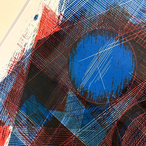 デンマーク ヘルゲエルンスト アート アーティスト Blue Red リトグラフ composition Denmark lithograph Helge Ernst 【額送A】