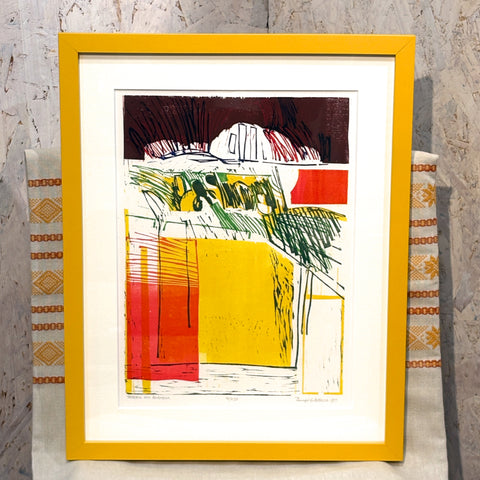 スウェーデン アート リトグラフ The trees and the fileds Bengt G. Pettersson Sweden lithograph 壁掛け 絵画 【額送A】