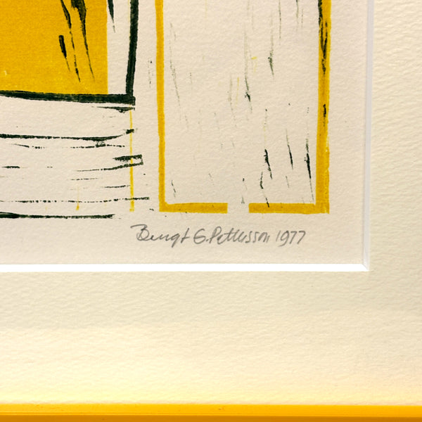 スウェーデン アート リトグラフ The trees and the fileds Bengt G. Pettersson Sweden lithograph 壁掛け 絵画 【額送A】