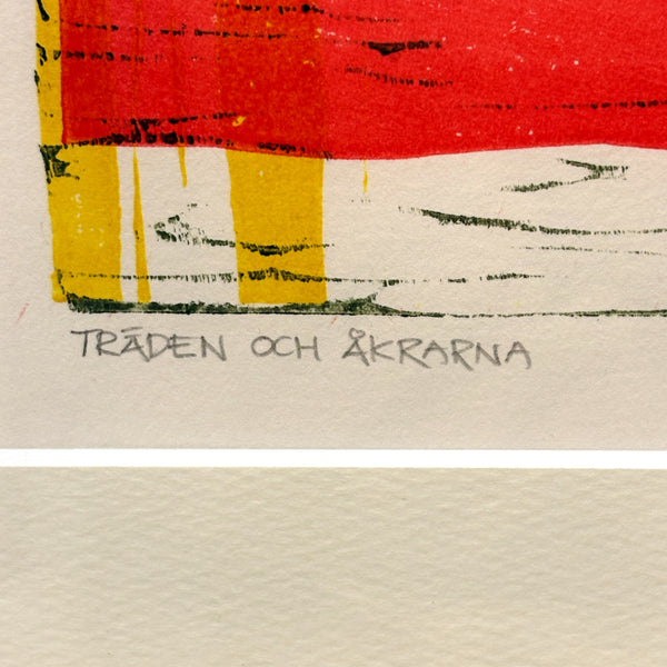 スウェーデン アート リトグラフ The trees and the fileds Bengt G. Pettersson Sweden lithograph 壁掛け 絵画 【額送A】