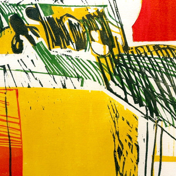 スウェーデン アート リトグラフ The trees and the fileds Bengt G. Pettersson Sweden lithograph 壁掛け 絵画 【額送A】