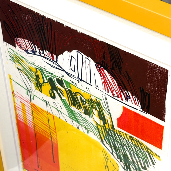 スウェーデン アート リトグラフ The trees and the fileds Bengt G. Pettersson Sweden lithograph 壁掛け 絵画 【額送A】