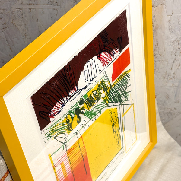 スウェーデン アート リトグラフ The trees and the fileds Bengt G. Pettersson Sweden lithograph 壁掛け 絵画 【額送A】