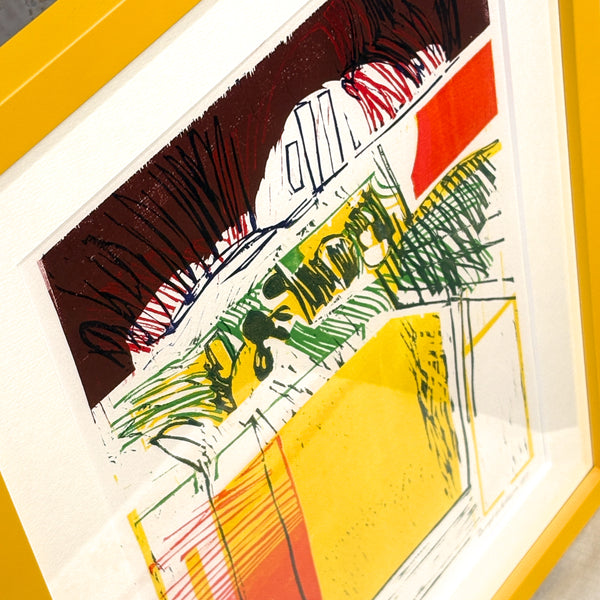 スウェーデン アート リトグラフ The trees and the fileds Bengt G. Pettersson Sweden lithograph 壁掛け 絵画 【額送A】