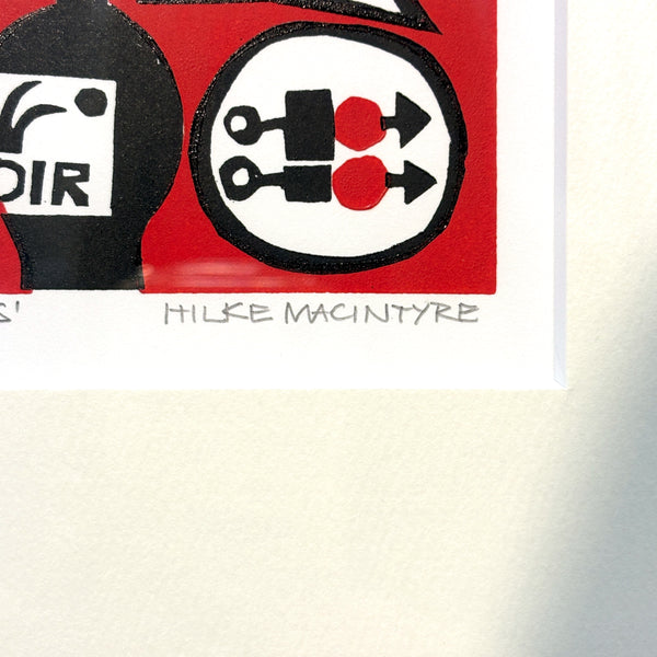 Celebrations リノカット アート Hilke Macintyre スコットランド アート アーティスト お祝い  ヒルケマッキンタイヤ  Scotland 【額送A】