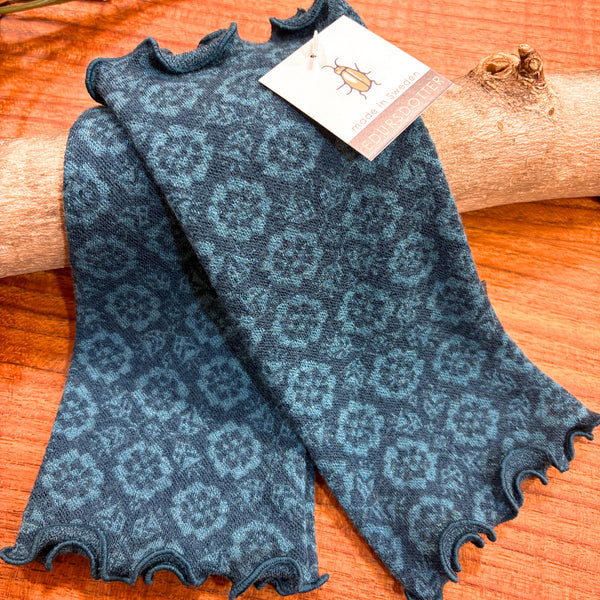 リストウォーマー  ウール 青 blue スウェーデン エドゥルスドッター florina majorika Edursdotter wool sweden wrist warmers