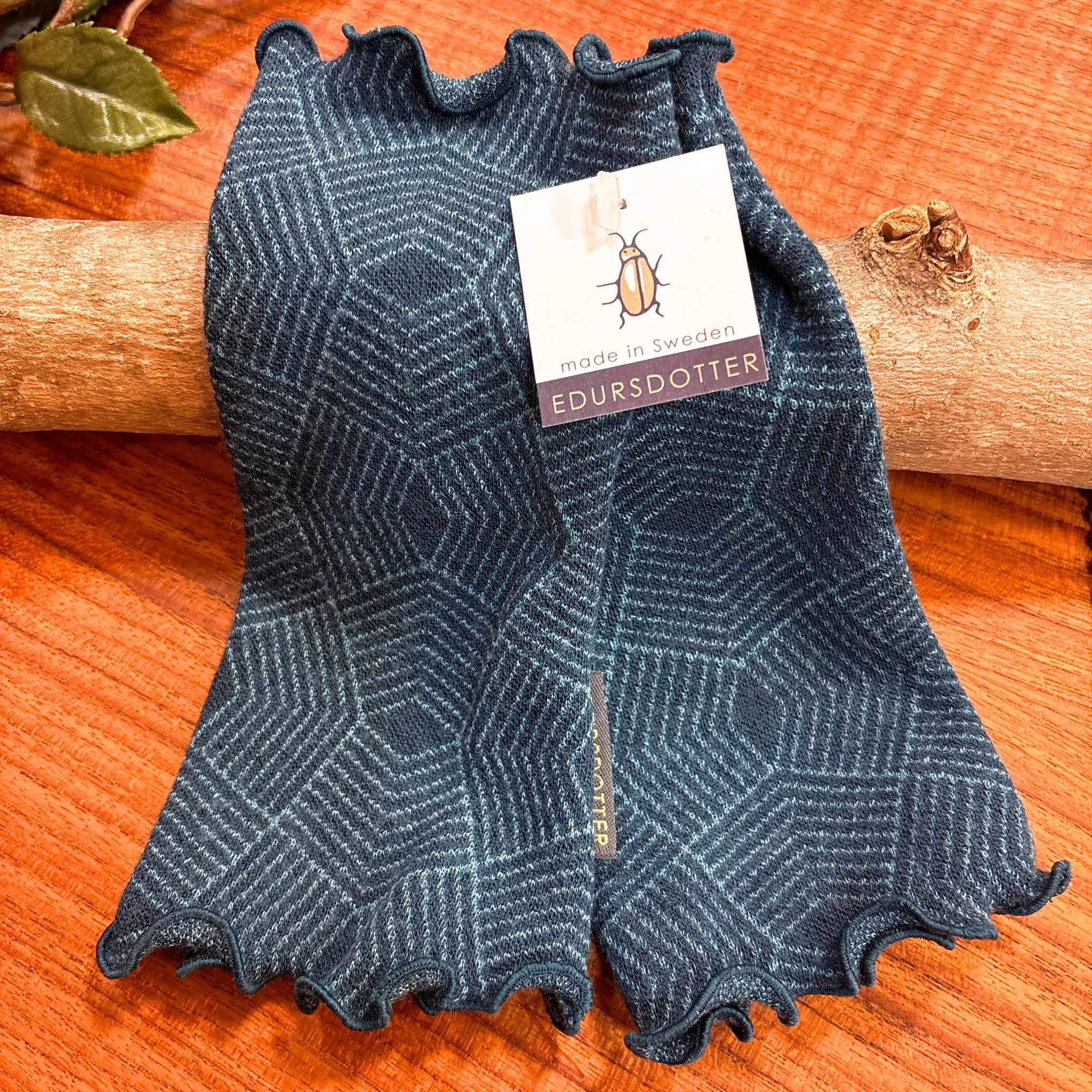 リストウォーマー  ウール 青 blue スウェーデン エドゥルスドッター polygon majolica Edursdotter wool sweden wrist warmers