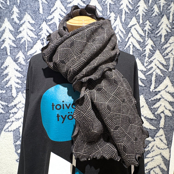 マフラー  ウール 黒 black スウェーデン エドゥルスドッター polygon black-beige Edursdotter wool sweden scarf